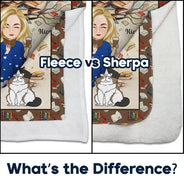Reading, Dog Lovers,Cat Lovers - Book Reading & Cat Cuddling Blanket - Personalized Fleece Blanket, Sherpa Blanket