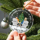 Gift For Couples - Couple Sitting Christmas Favorite Place In All The World - Personalized Circle Glass Ornament