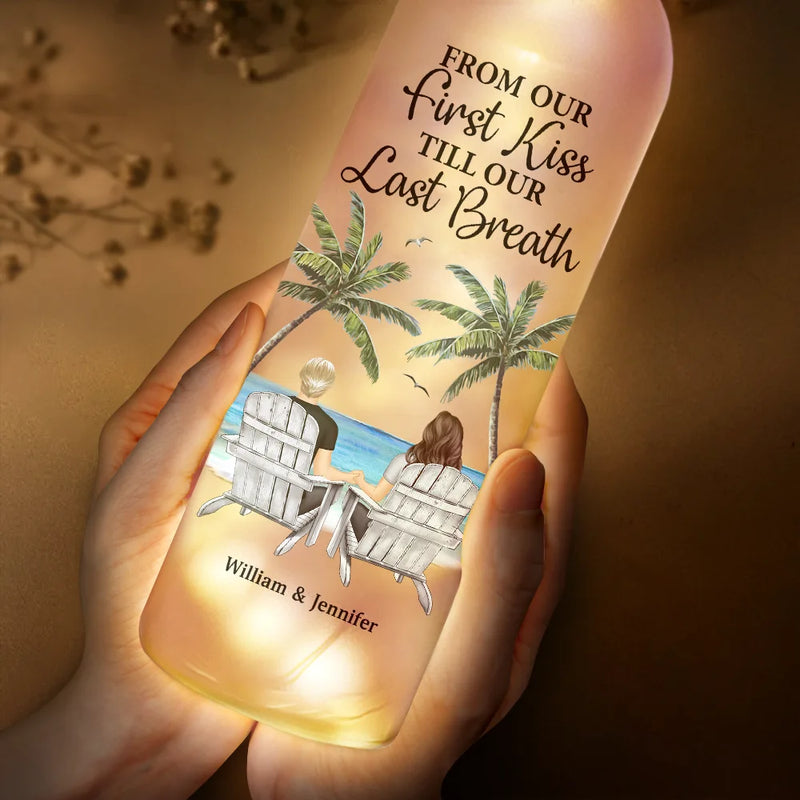 Gift For Couples,Gift For Husband,Gift For Wife,Gift For Boyfriend,Gift For Girlfriend - Beach Till Our Last Breath - Personalized Bottle Light