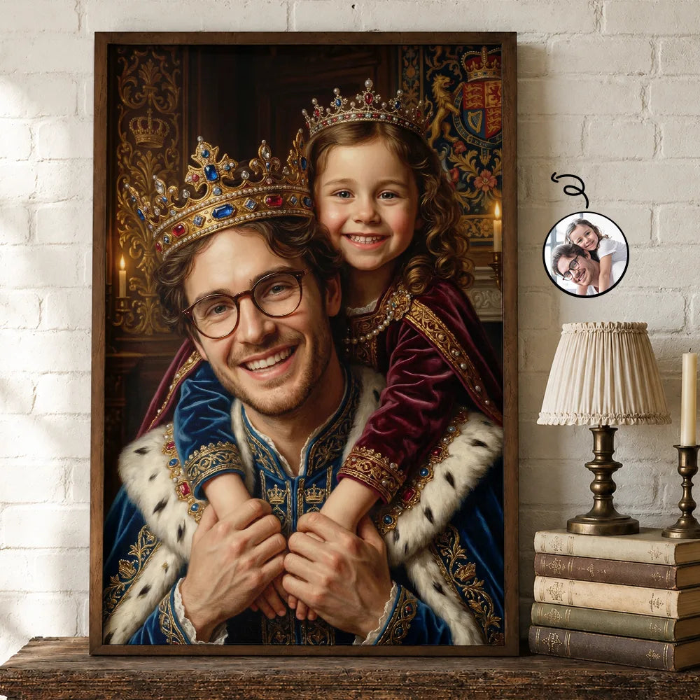 Gift For Husband,Gift For Yourself,Gift For Men,Gift For Father,Gift For Grandpa,Dad's Hobby,Grandpa's Hobby,Non-Eng,Photo - Renaissance Royal Portrait,Humorous - Custom Photo Renaissance Royal Portrait Dad Daughter Grandparents Family - Personalized Poster