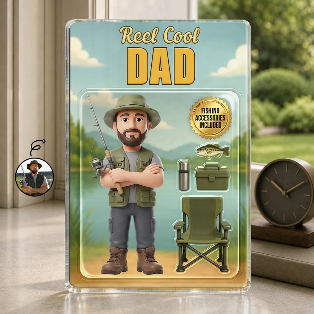 Custom Photo Toybox Figure Fishing Man Dad Grandpa Limited Edition - Personalized Custom Shaped Acrylic Plaque