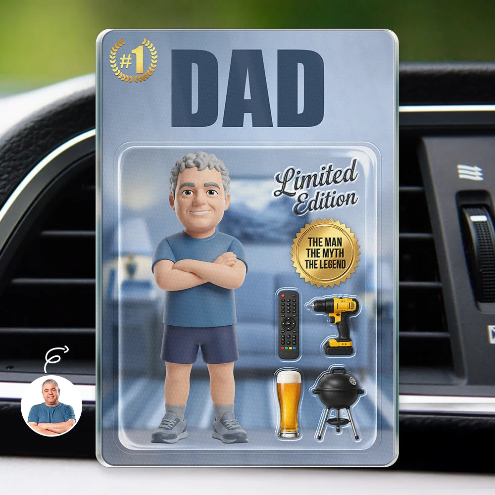 Custom Photo Toybox Figure Dad Grandpa Limited Edition - Personalized Acrylic Car Vent Clip
