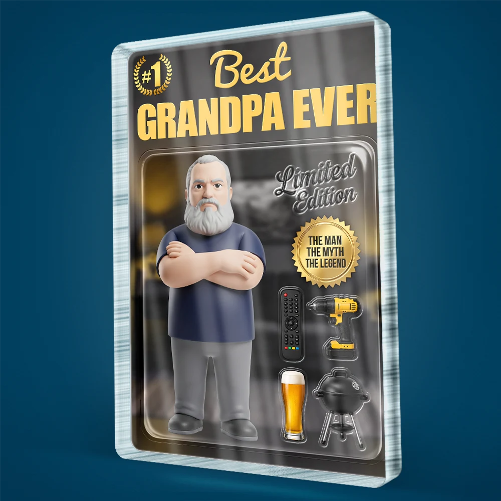 Gift For Husband,Gift For Yourself,Gift For Men,Gift For Father,Gift For Grandpa,Non-Eng,Photo - Toybox Figure,Humorous - Custom Photo Toybox Figure Best Dad Grandpa Ever Limited Edition - Personalized Custom Shaped Acrylic Plaque