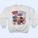 America 250th,Custom Photo,Independence Day,Art Design,Pet Lovers,Playful,Photo - US Theme Accessories 3D Cartoon - Custom Photo 3D Cartoon With US Accessories Red White Woof - Personalized T Shirt
