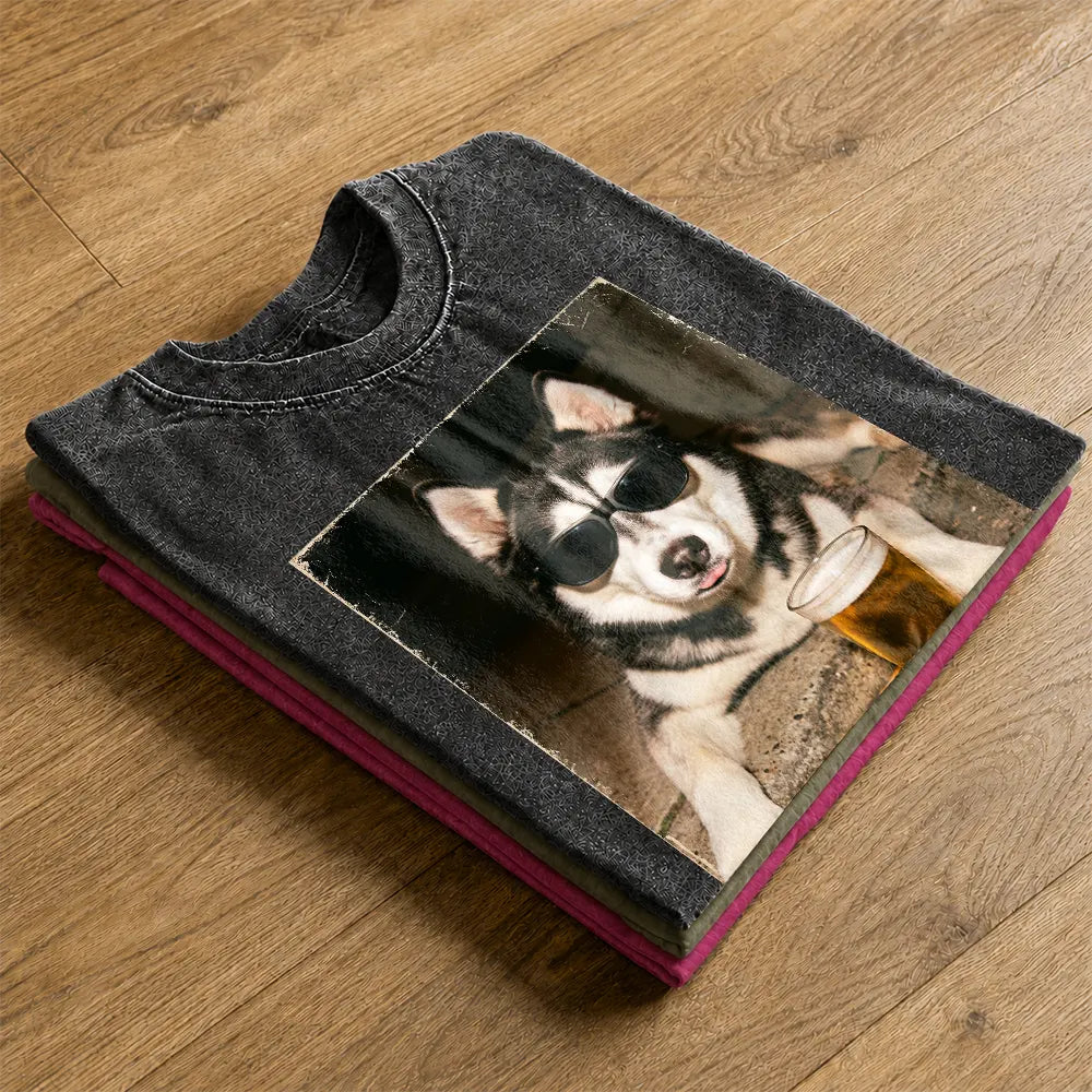 Custom Photo, Art Design, Summer, Pet Lovers, Adorable, Photo - Cool Street Pet - Custom Photo Cool Street Pet Portrait - Personalized Vintage Washed T Shirt