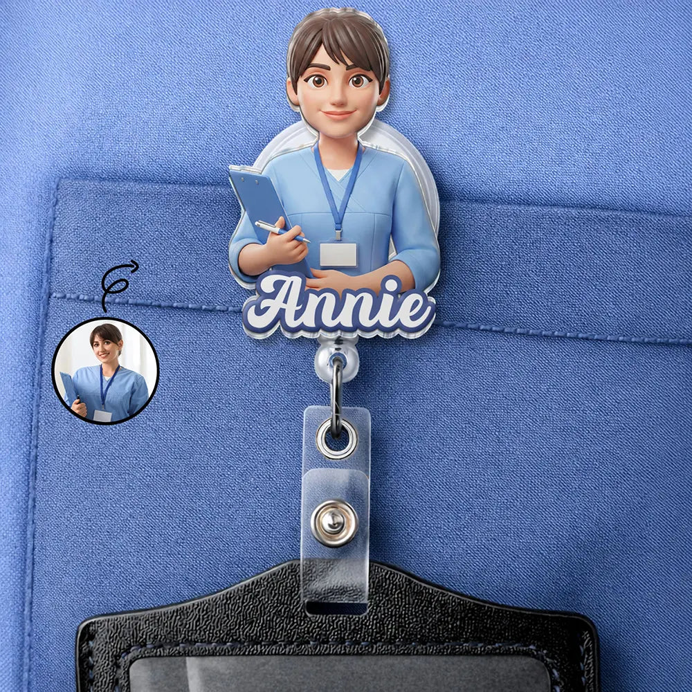 Custom Photo, Art Design, Gift For Yourself, Adorable, Photo - Toybox Figure Half Body - Custom Photo Toybox Figure Career Diversity - Personalized Badge Reel