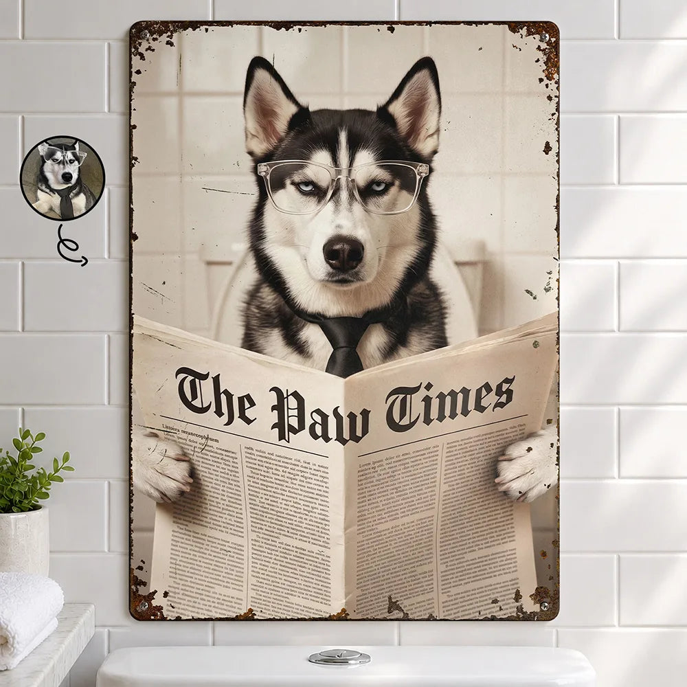 Custom Photo Funny Bathroom Pet Toilet Dog Cat - Personalized Classic Metal Signs