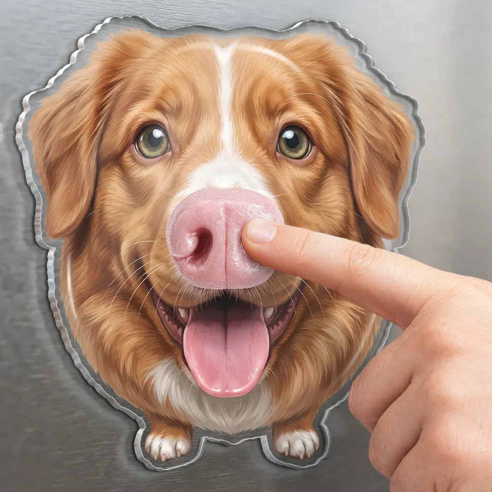 Custom Photo,Art Design,Dog Lovers,Pet Lovers,Playful,Photo - Squishy Dog Nose - Custom Photo Funny Dog Nose Boop It - Personalized Squishy Acrylic Fridge Magnet