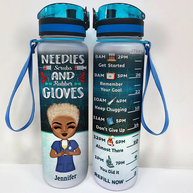 Nurse Drink Water & Stab People - Personalized Custom Water Tracker Bottle