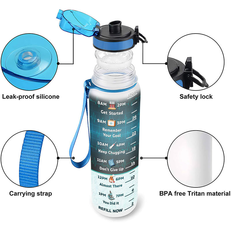 Nurse Drink Water & Stab People - Personalized Custom Water Tracker Bottle