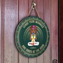 Leave Your Worries & Shoes - Gift For Yoga Lovers - Personalized Custom Wood Circle Sign