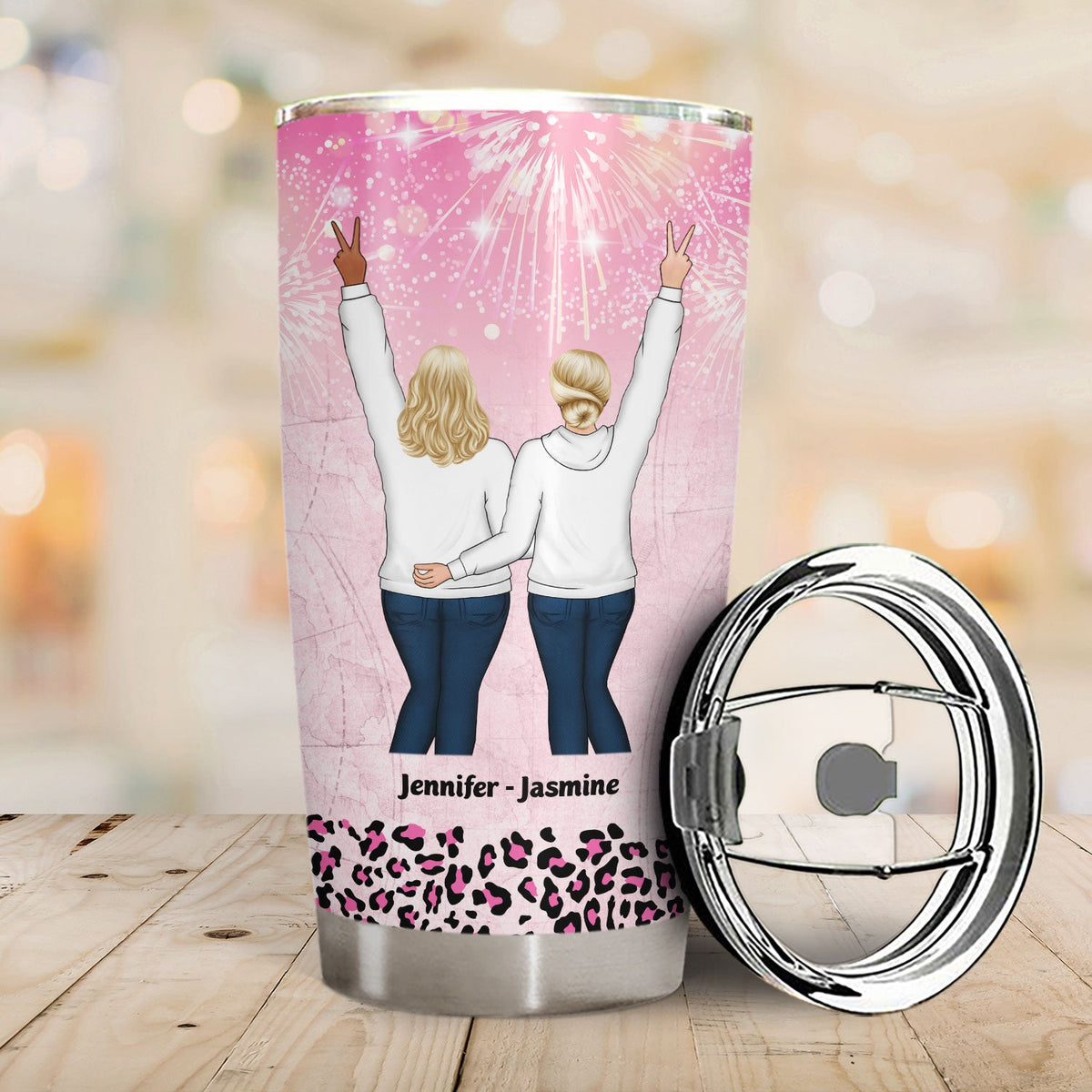 Side By Side Or Miles Apart - Gift For Sisters And Best Friends - Personalized Custom Tumbler