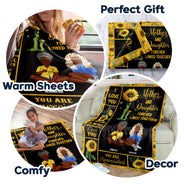 Mother & Children Sunflower Forever Linked Together - Gift For Mother - Personalized Fleece Blanket