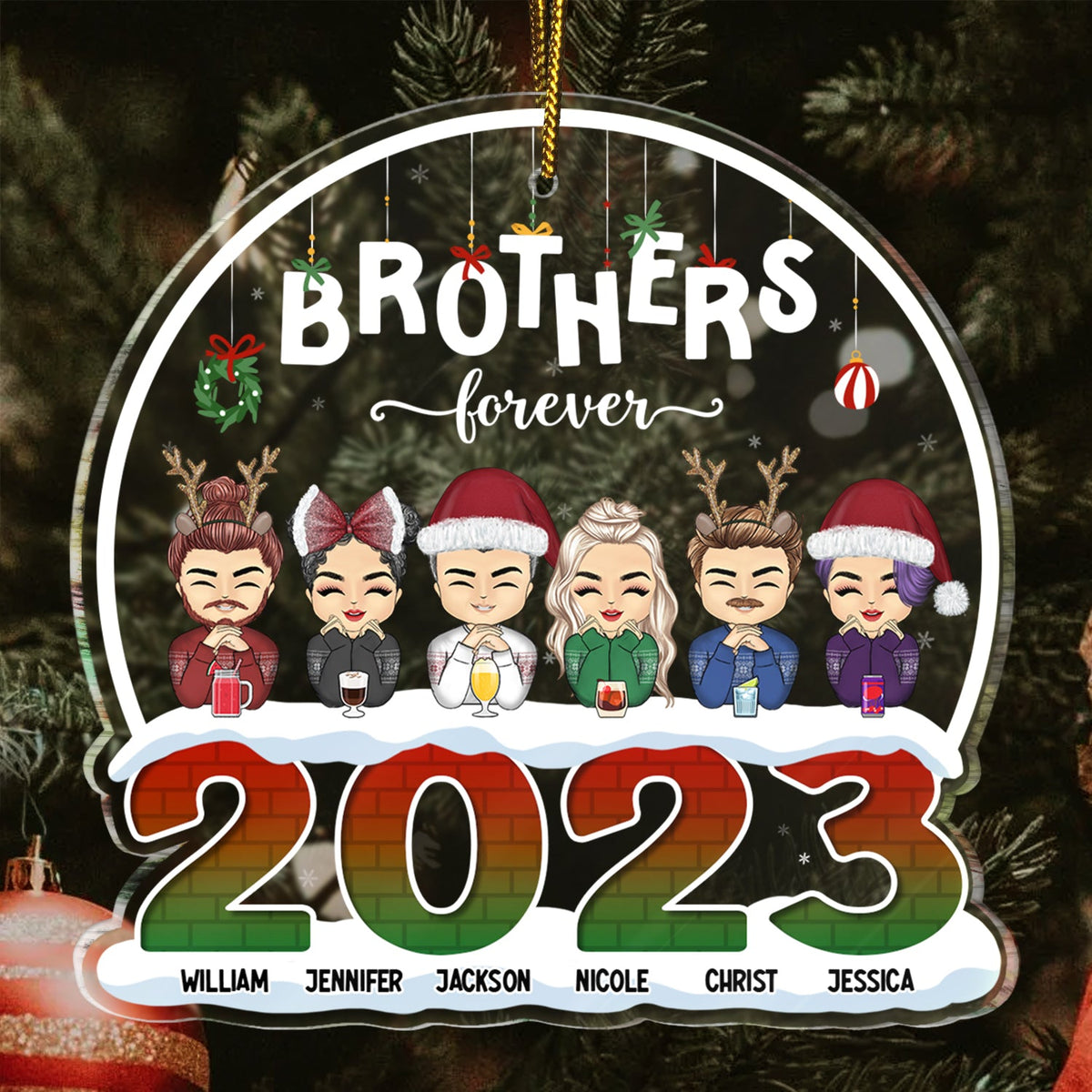 2023 Besties Siblings Forever - Personalized Custom Shaped Acrylic Ornament