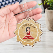 Inhale Exhale - Gift For Yoga Lovers - Personalized Wooden Keychain