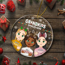 Christmas Grandkids & Grandpups Spoil Here - Gift For Grandparents - Personalized Circle Acrylic Ornament