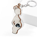 Custom Photo Pregnant Mom - Gift For Pregnant Mom - Personalized Cutout Wooden Keychain