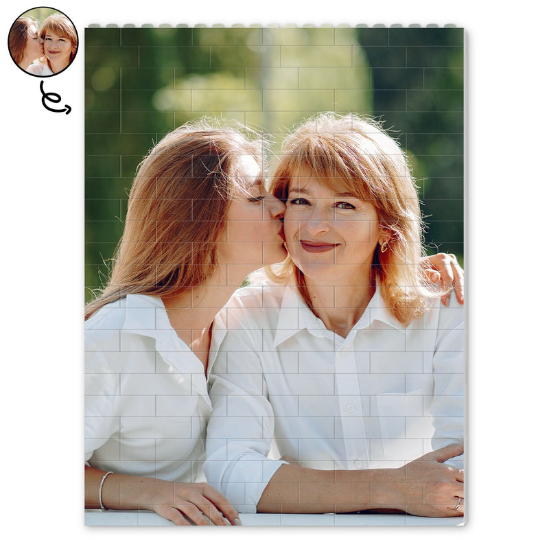 Custom Photo Picture - Gift For Mother, Family - Personalized Vertical Rectangle Building Brick Blocks
