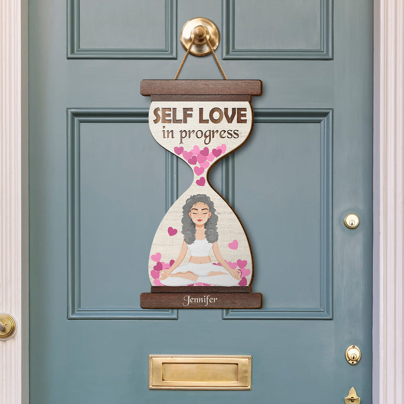 Yoga In Progress - Gift For Yoga Lovers - Personalized Custom Shaped Wood Sign