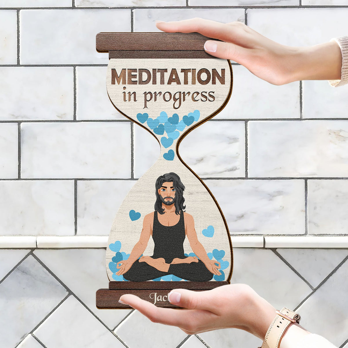 Yoga In Progress - Gift For Yoga Lovers - Personalized Custom Shaped Wood Sign