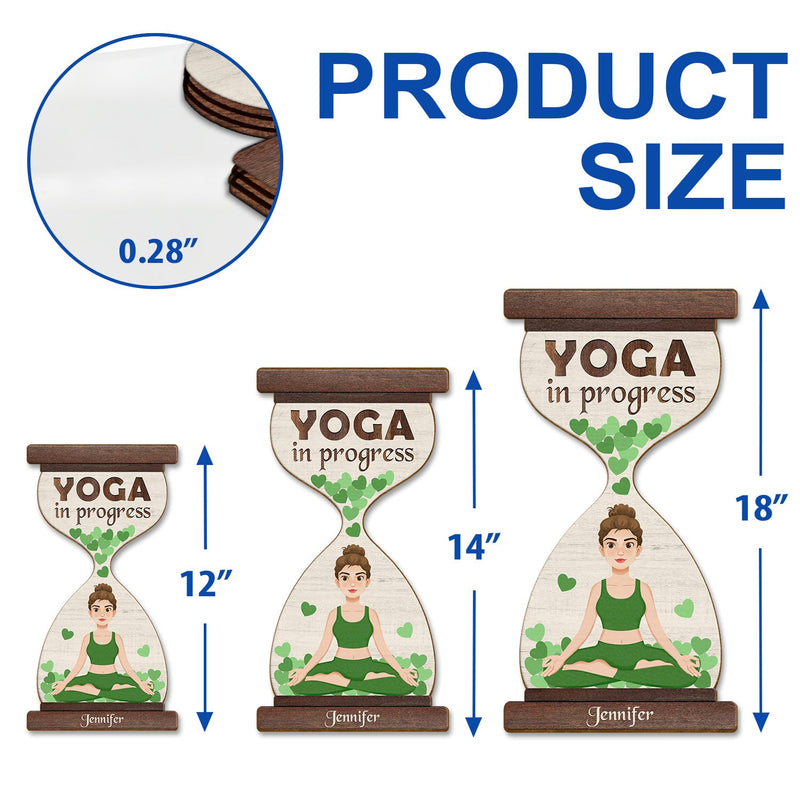 Yoga In Progress - Gift For Yoga Lovers - Personalized Custom Shaped Wood Sign
