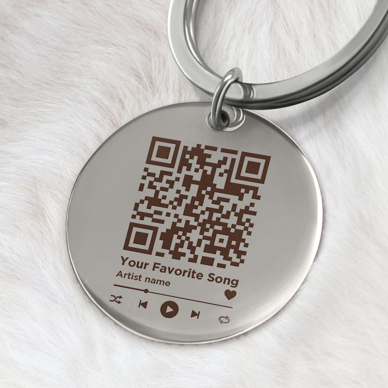 QR Code Your Favorite Song - Gift For Yourself, Gift For Family - Personalized Keyring
