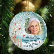 Christmas Memorial - Custom Photo Christmas Will Never Be The Same Without You - Personalized Circle Glass Ornament