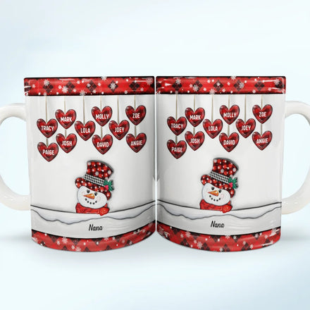 Papa Nana Snowman Christmas Grandparents - 3D Inflated Effect Printed Mug, Personalized White Edge-to-Edge Mug