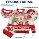 Pet Lovers, Cat Lovers, Dog Lovers - Happy Pawlidays Dog And Cat Lover Flat Art - Personalized Unisex Ugly Sweater