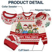 Couple, Pet Lovers - Happy Pawlidays Dog And Cat Couple Chibi - Personalized Unisex Ugly Sweater