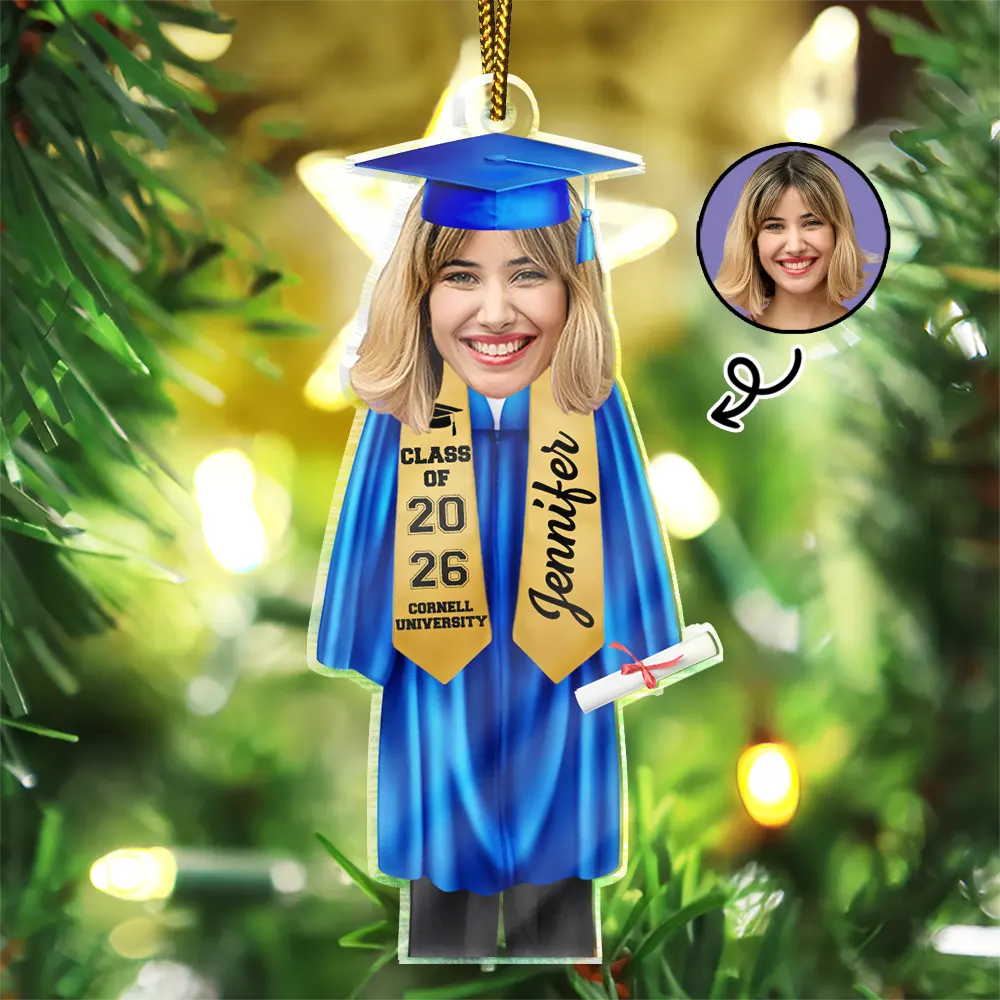 Custom Photo Graduation Cap Gown Stole - Personalized Custom Shaped Acrylic Ornament