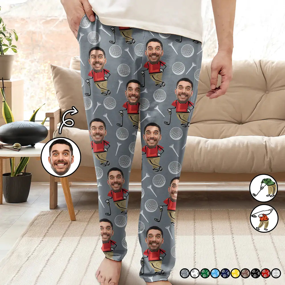 Custom Photo Funny Face Golf Lover - Personalized Pajama Pants