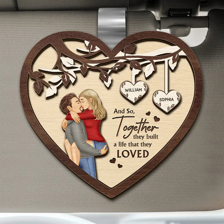 And So Together They Built A Life They Loved Couples - Personalized Custom Shaped Car Visor Clip