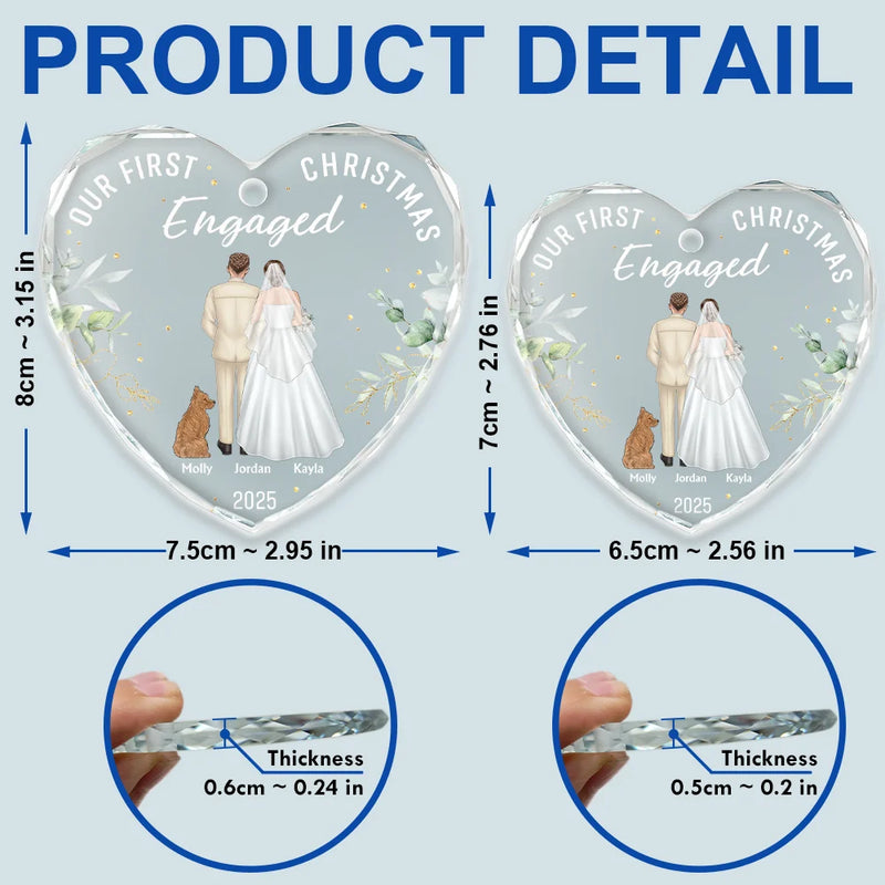 Love,Christmas,Gift For Wife,Gift For Husband,Gift For Couples,Wedding,Wedding Anniversary,Married ,Pet Couple - Our First Christmas As Mr & Mrs Wedding Couple Pet - Personalized Heart Shaped Glass Ornament