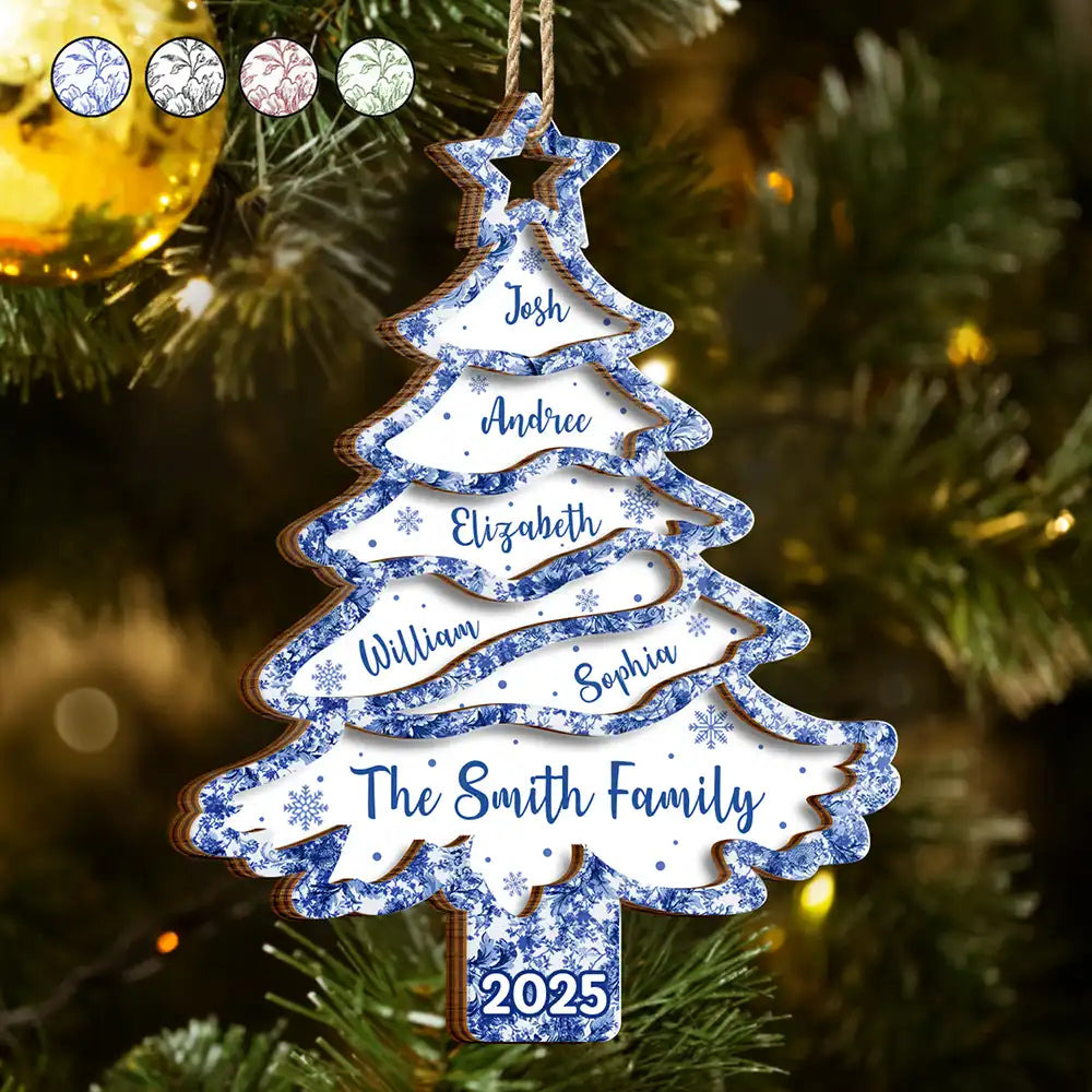 Christmas Tree Family Sibling Bestie Toile - Personalized 2-Layered Wooden Ornament