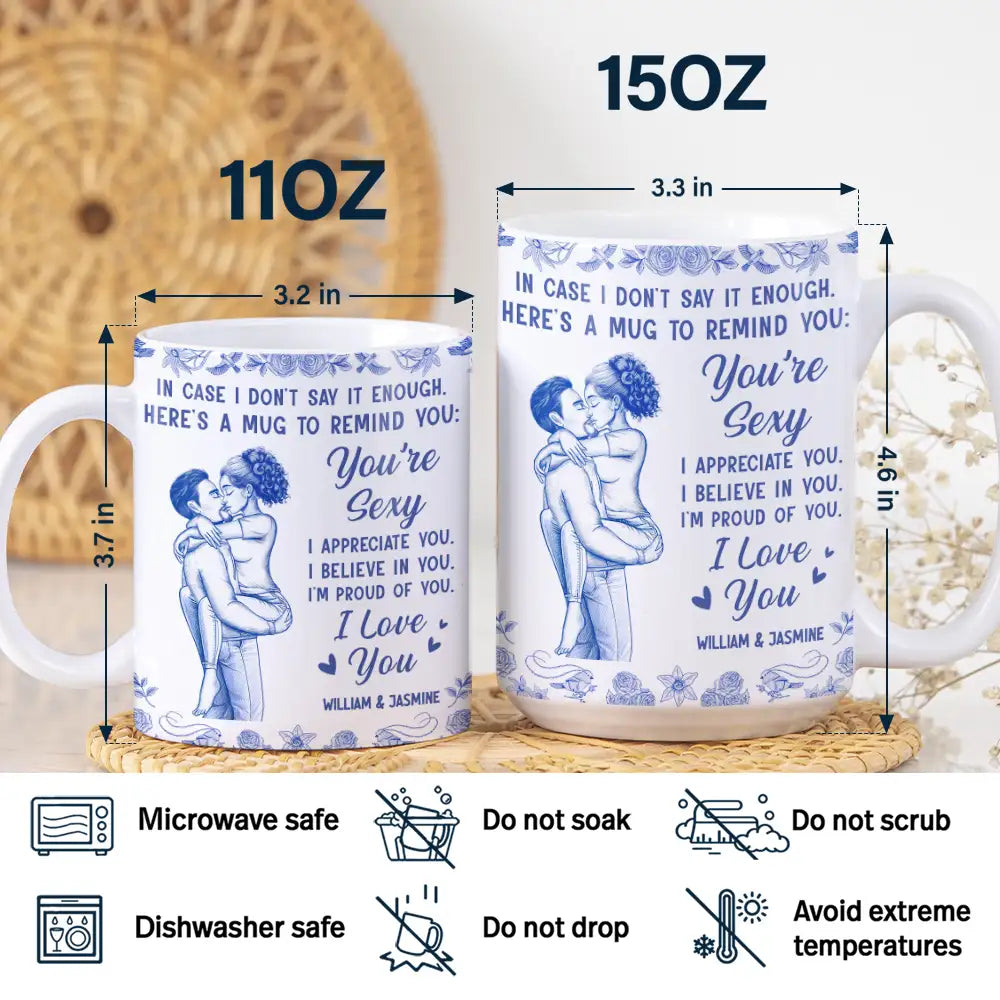 Love, Gift For Couples, Gift For Husband, Gift For Wife, Gift For Boyfriend, Gift For Girlfriend - In Case I Don't Say It Enough Kising Couples Toile - Personalized White Edge-to-Edge Mug