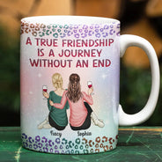 Gift For Bestie,Gift For Sisters,Gift For Women,Gifts For Colleagues,Happy - A True Friendship Is A Journey Without An End Twinkle Leopard - Personalized White Edge-to-Edge Mug