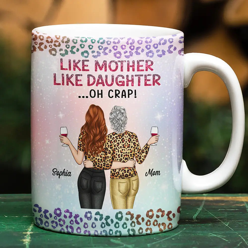 Like Mother Like Daughter Twinkle Leopard - Personalized White Edge-to-Edge Mug