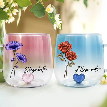 Birth Month Flowers Bloom Where You're Planted - Personalized Gradient Glass Mug
