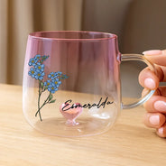 Happy,Gift For Yourself,Gift For Wife,Gift For Women,Gift For Bestie - Birth Month Flowers Bloom Where You're Planted - Personalized Gradient Glass Mug