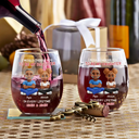 Happy,Dad,Daughters,Gift For Daughter - I Would Choose To Be My Daughter In Every Lifetime - Personalized Stemless Wine Glass