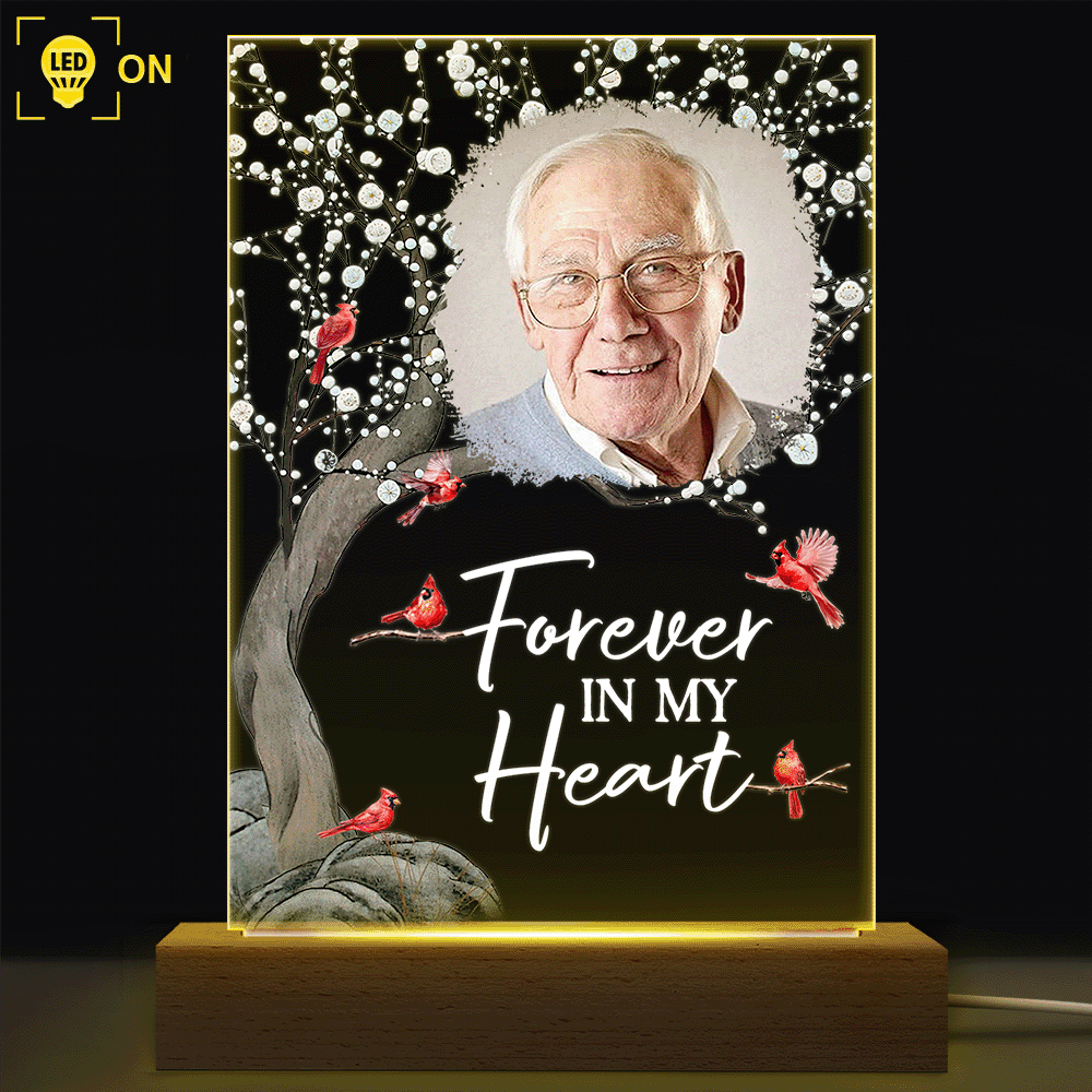 Memorial,Family,Parents,Gift For Grandparents,Sad - Custom Photo When You Miss Me Have No Fear Memorial - Personalized 3D Led Light Wooden Base