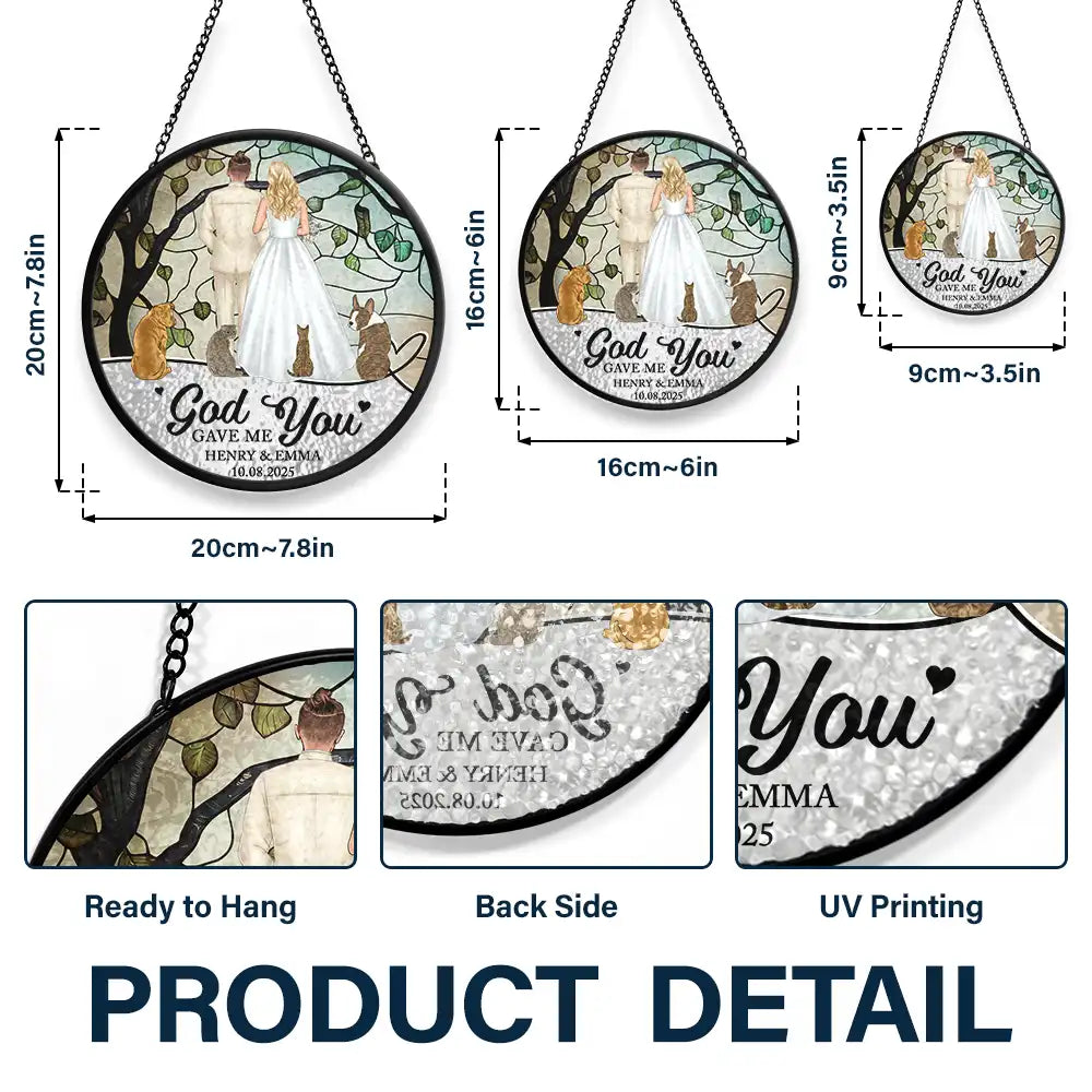 Love,Anniversary,Wedding Anniversary,Gift For Couples,Engaged,Married  - The Date We Became Mr & Mrs Wedding Couple - Personalized Stained Glass Window Hanging Suncatcher