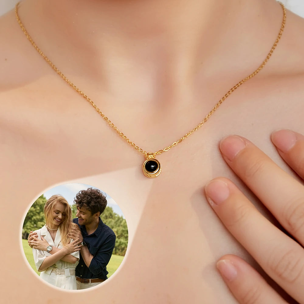 Gift For Couples,Gift For Wife,Gift For Girlfriend,Love,LGBT,Gift For Women - Custom Photo You & Me We Got This Couple - Personalized Bubble Projection Necklace