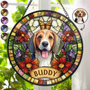 Happy,Dog Lovers,Pet Lovers,Cat Lovers - Custom Photo Stained Glass Portrait Dog Cat Family - Personalized Stained Glass Window Hanging Suncatcher