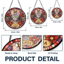 Happy,Dog Lovers,Pet Lovers,Cat Lovers - Custom Photo Stained Glass Portrait Dog Cat Family - Personalized Stained Glass Window Hanging Suncatcher