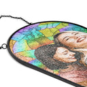 Gift For Wife,Gift For Mother,Gift For Grandma,Happy,Gift For Grandparents,Grandma - Grandkids - Custom Photo Stained Glass Portrait Mom Grandma Parents Family - Personalized Rounded Rectangle Stained Glass Suncatcher