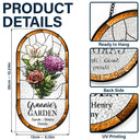 Gift For Wife,Gift For Mother,Gift For Grandma,Happy - Birth Flower Bouquet Grandma's Garden - Personalized Rounded Rectangle Stained Glass Suncatcher