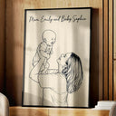 Gift For Mother,Family,Love - Custom Photo Outline Sketch Mom Baby Family Portrait Line Art - Personalized Poster