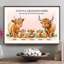 Gift For Grandma,Gift For Grandpa,Love - Grandma Grandpa I Love You To The Moo-oon And Back Highland Cow - Personalized Poster